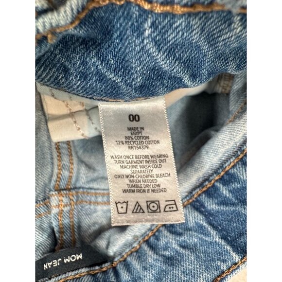 Aeropostale Mom Jean Medium Wash Denim Distressed Destroyed Women's Size 00 - Picture 6 of 6